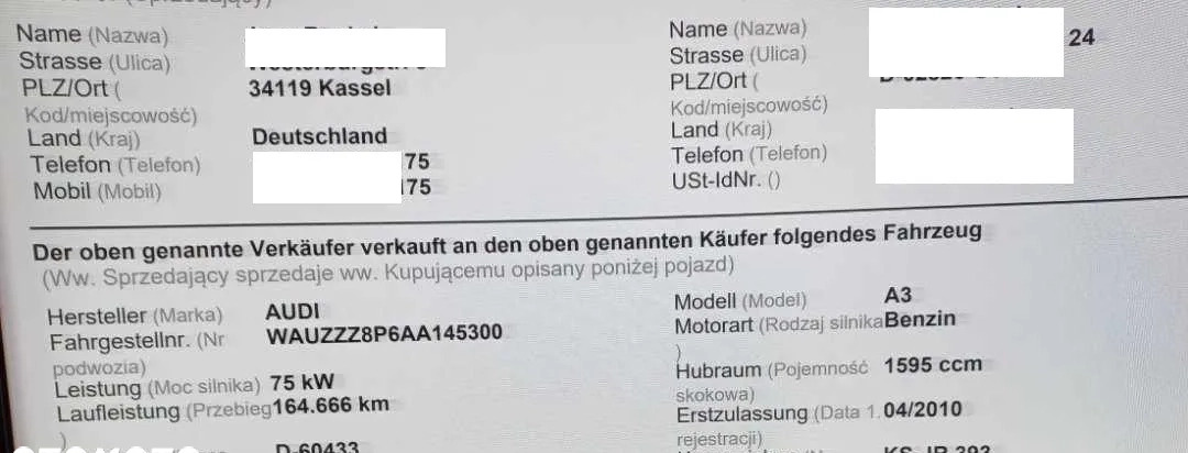 Audi A3 cena 26900 przebieg: 164000, rok produkcji 2010 z Szprotawa małe 407